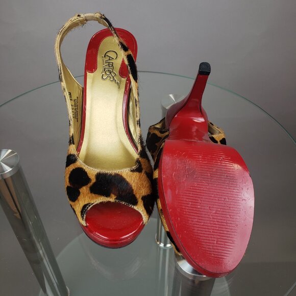 5.5 Vintage Carlos Santana Peep Toe Slingbacks - Picture 3 of 3